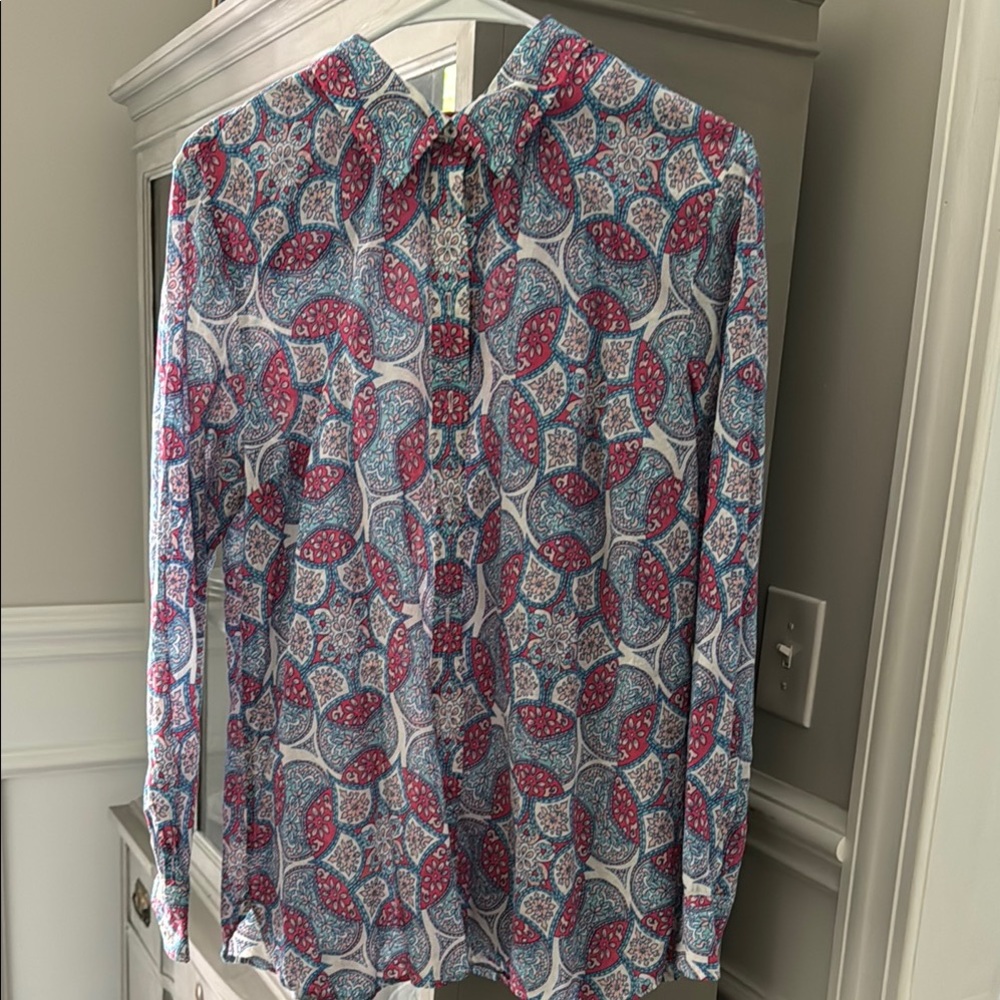 Talbots Blue and pink Casual Button Down Shirt